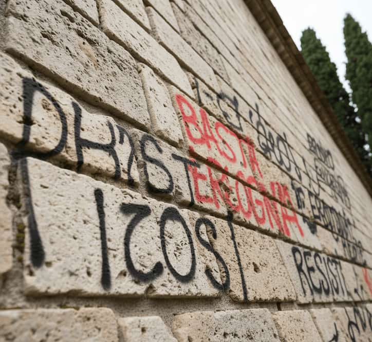 Protezione antigraffiti Ector RG-10 su marmo antico - Non Trattato