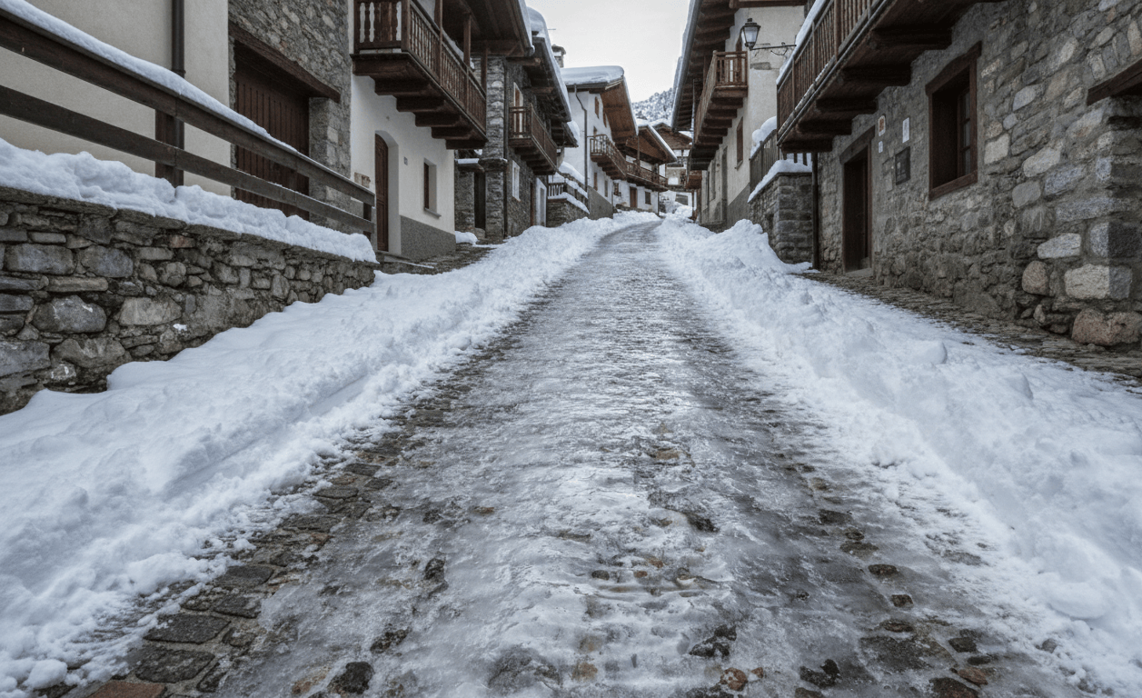 Rampa di un garage coperta da ghiaccio