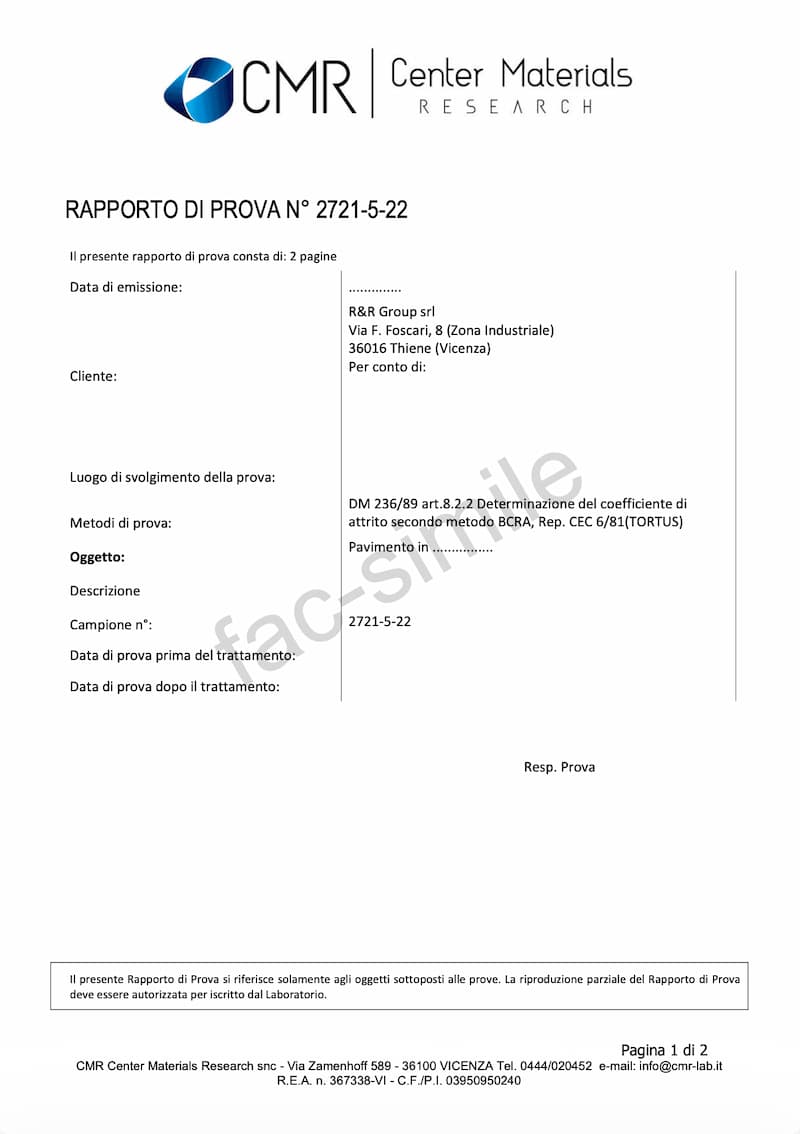 Rapporto di Prova CMR