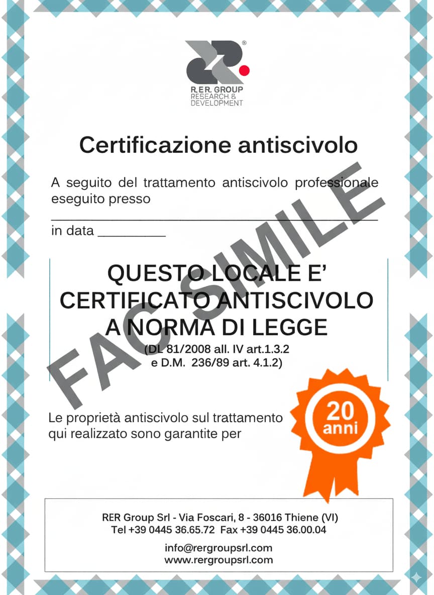 Attestato Garanzia 20 Anni