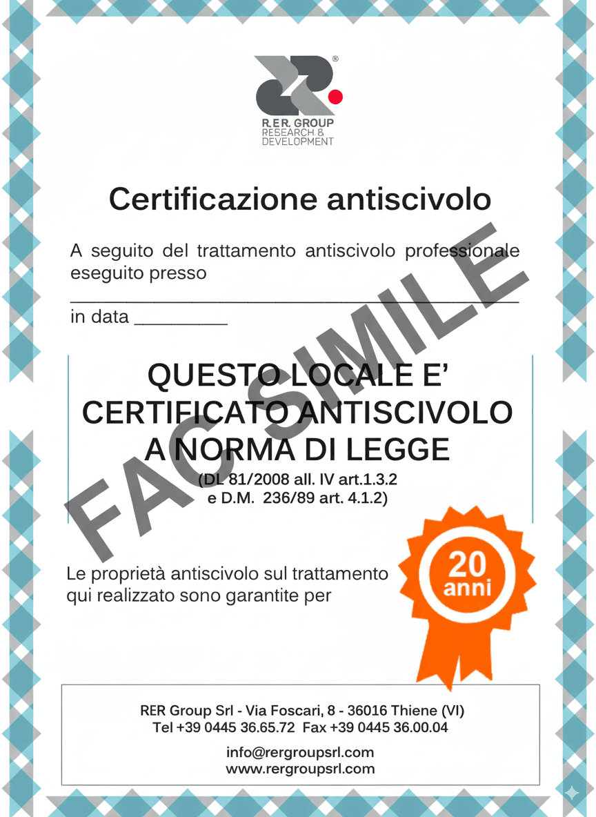 Attestato Garanzia 20 Anni