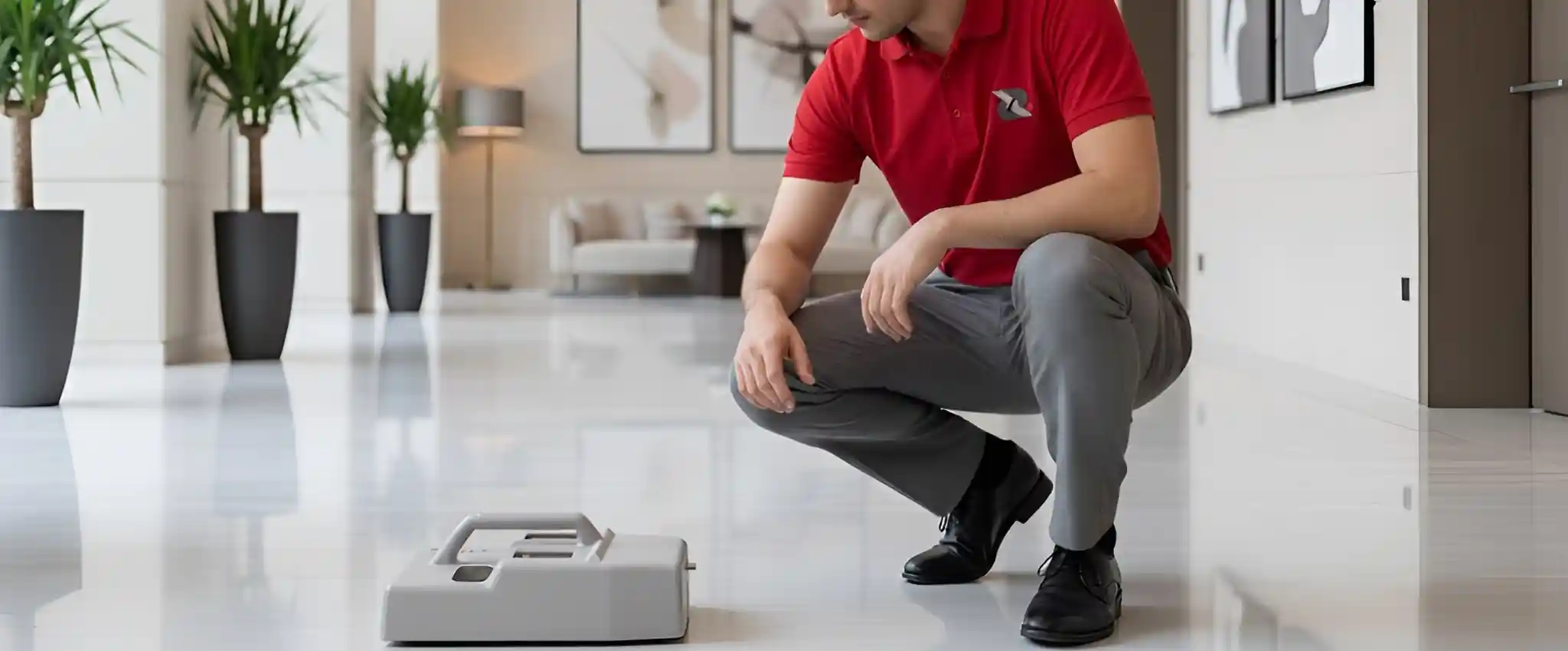 Tecnico RER Group effettua test antiscivolo